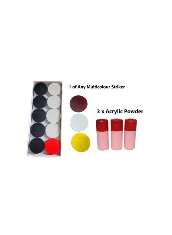 Multicolour Acrylic Coins Set With Striker and 3 Acrylic Powders For Carrom Board Game - Image 1